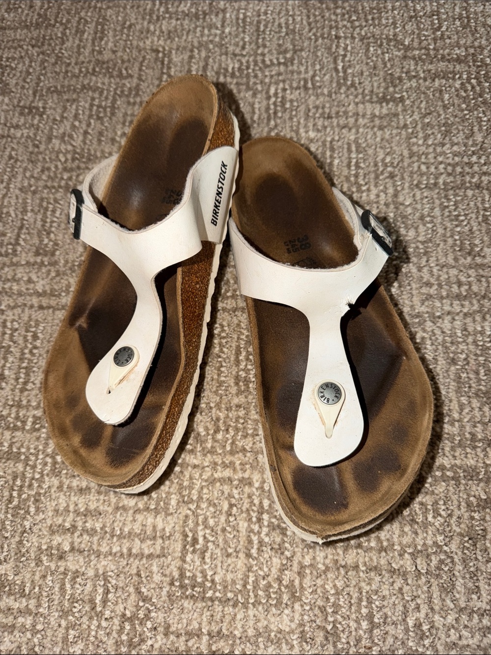 Birkenstock White Gizeh Thong Sandals